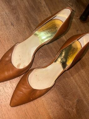 Michael Kors Cognac Leather Pointed D'Orsay Flats